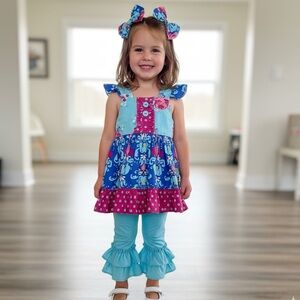 Elenor Rose Blue and Pink Kids Dress top